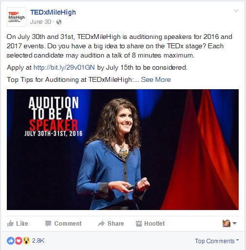TEDx Mile High Facebook Ad